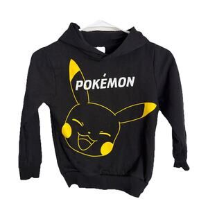Pokémon Pikachu Kids Small Black Hoodie 100% Cotton Nintendo Age 7-8